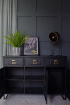 Industrial Metal Sideboard - Matt Black