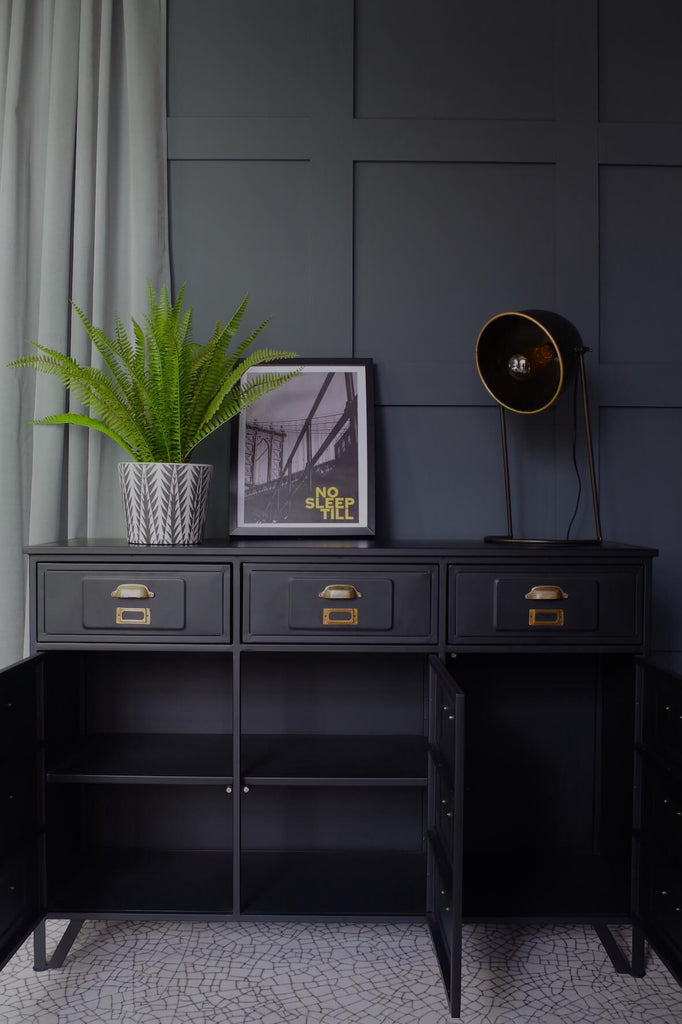 Industrial Metal Sideboard - Matt Black