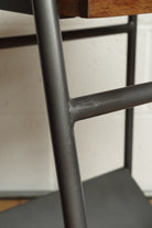 50s french school desk inspired Side Table. Industrial style made from wood and metal.