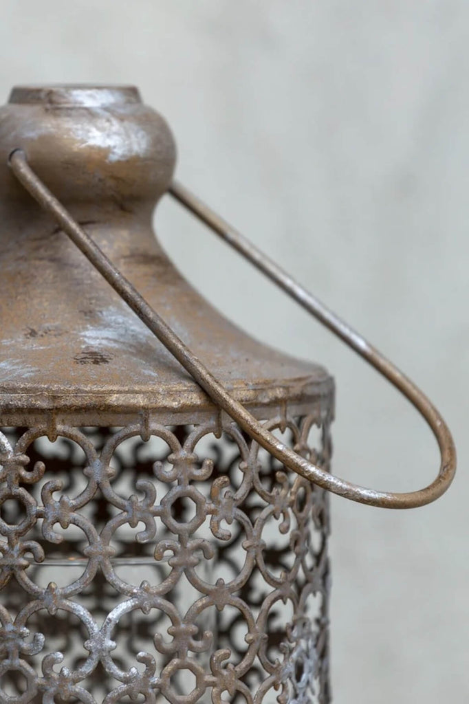 Moroccan Style Metal Candle Lantern - Distressed