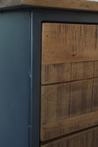 Small Rustic Saw Cut Sideboard - detail of metal finish
